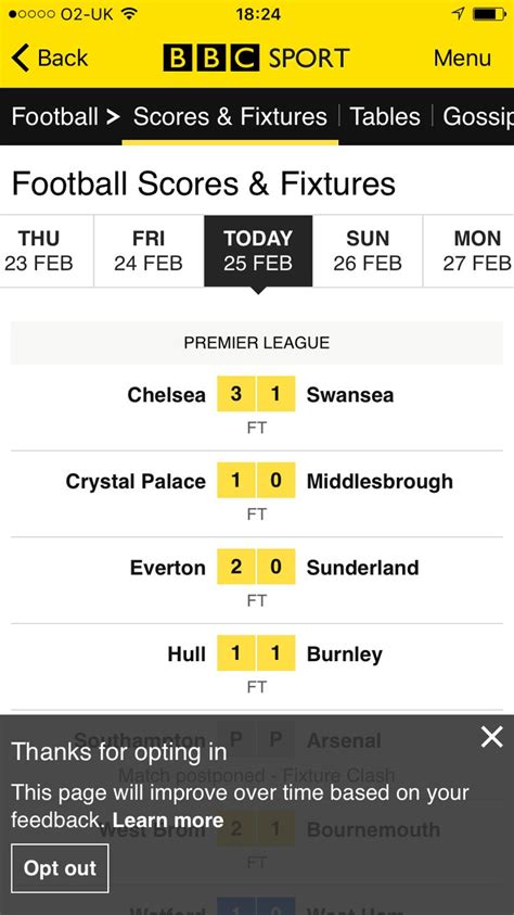 football fixtures and results from bbc sport